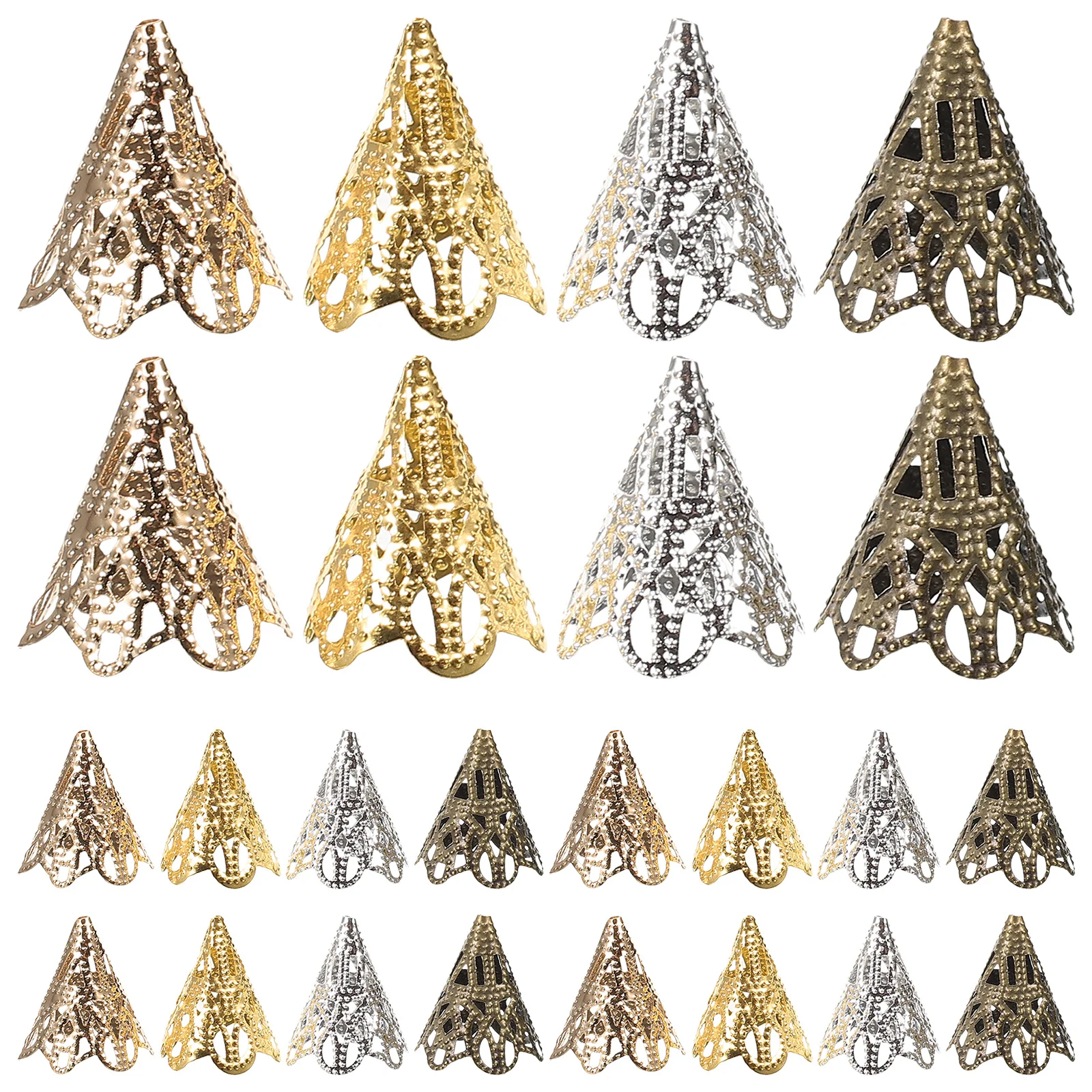 

120 шт., винтажные металлические колпачки для бусин с цветами, полые ручные скошенные принадлежности для изготовления ювелирных изделий своими руками для браслетов, ожерелий, сережек, ремесел