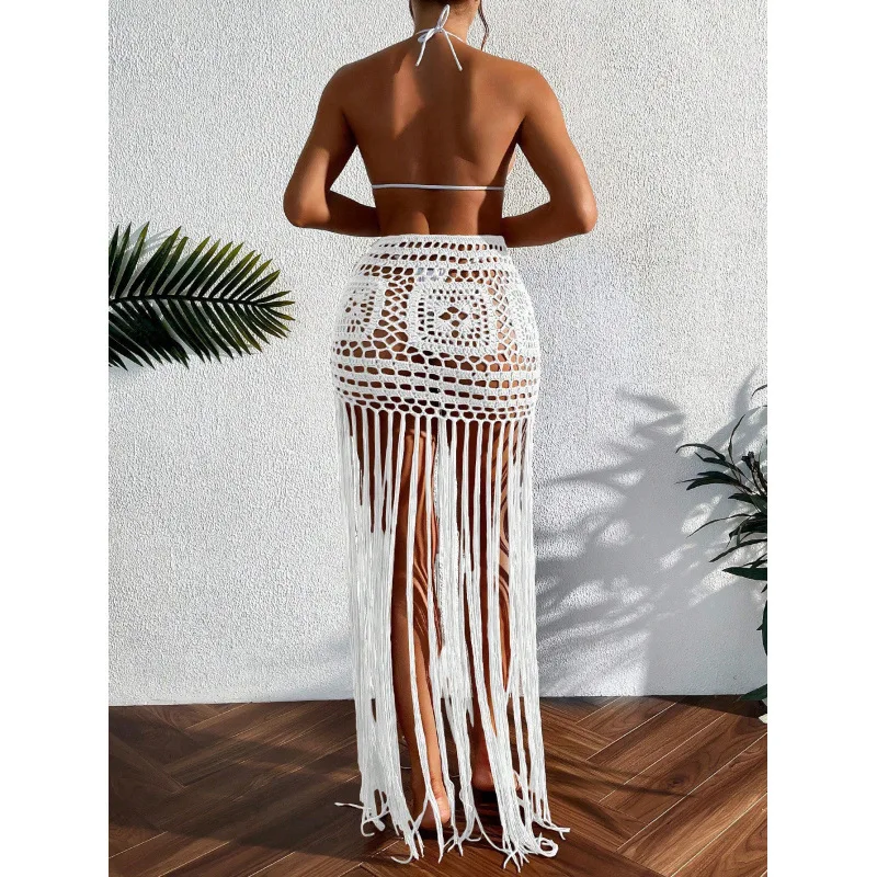 Skirts Women Mid Length Skirt A Line Tassel High Waist Slim Fit Hollow Out Beach Casual Elegant Splice Y2k Streetwear Work 2026