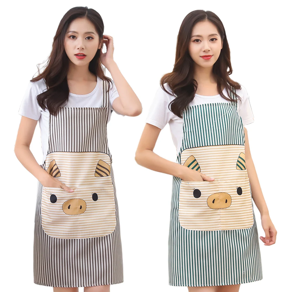 

2pcs Anti-dirty Cotton Linen Apron Household Cartoon Cooking Dad for Men Oilproof Dustproof Standard Size Long Term Use