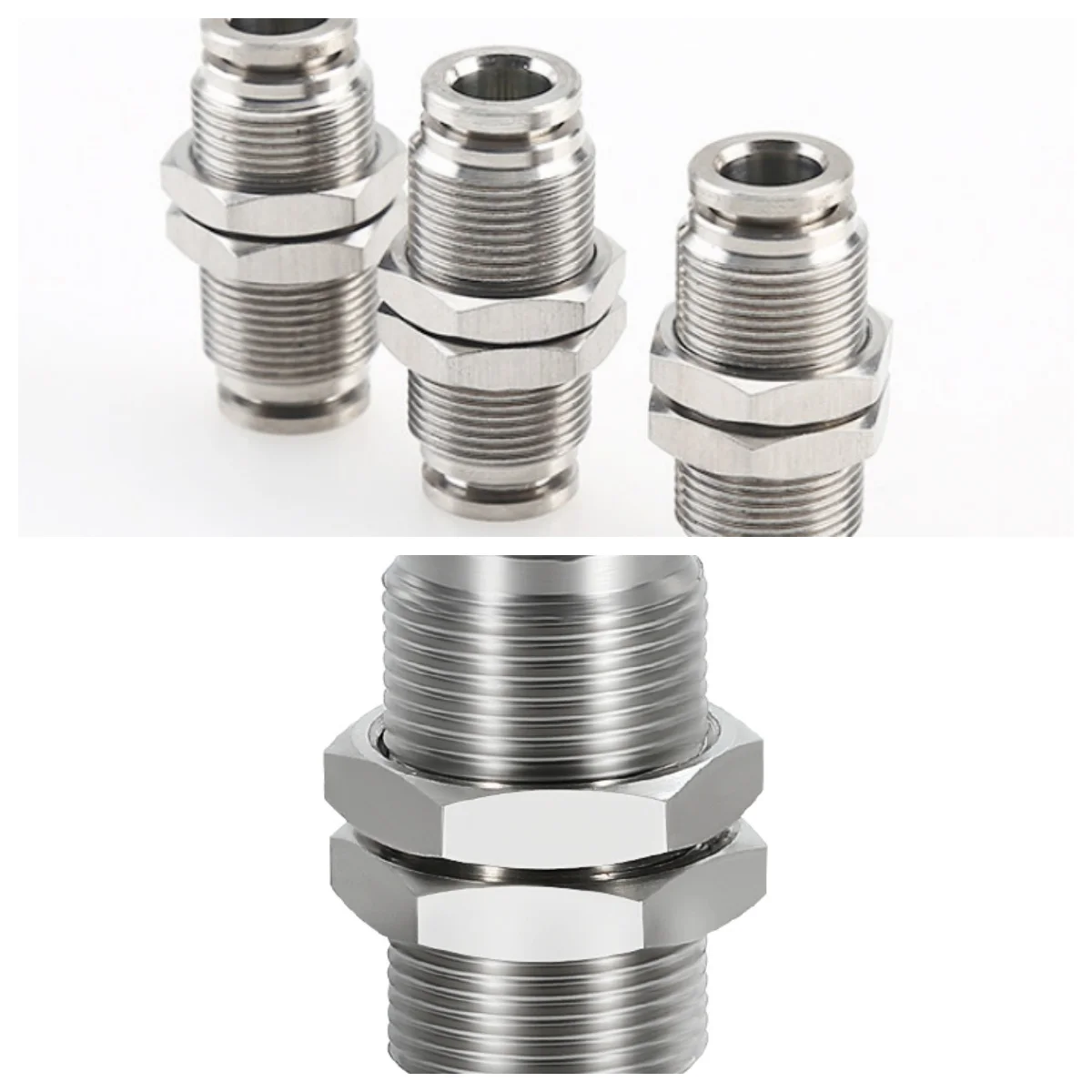 Fit Tube OD 4/6/8/10/12/14/16mm 304 Stainless Steel Pneumatic Air Hose Fitting Push In Quick Connector