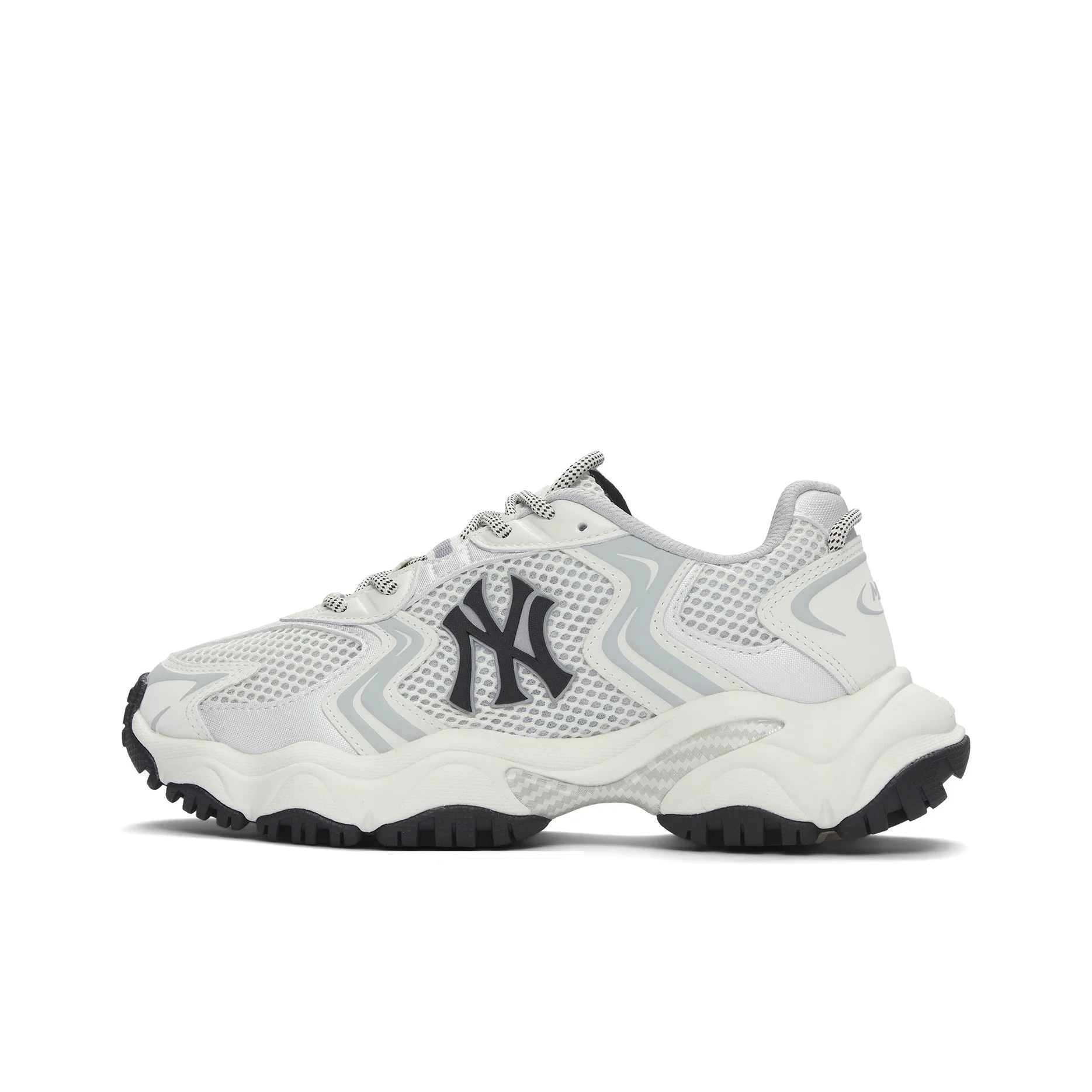 Tênis Chunky Unissex POIZON MLB New York Yankees com Aumento de Altura e Cano Baixo Branco