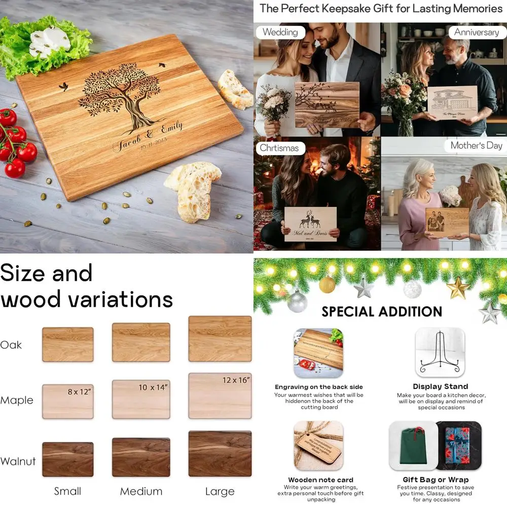 

Разделочная доска из дуба с гравировкой 10x14 — дизайн семейного дерева с именами для подарка на годовщину свадьбы