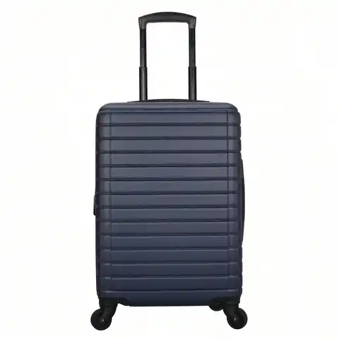 Bagage à main de 20 pouces avec roulettes pivotantes, valise rigide extensible en ABS avec serrure à clé TSA, bagage de voyage léger à roulettes, bleu marine