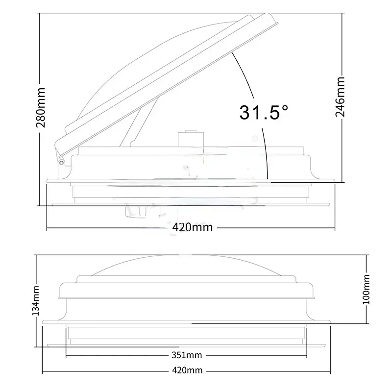 RV Trailer Ventilation Cover Base mit Motor Fan Blade RV Vent Trailer Camping Car Abluftventilator