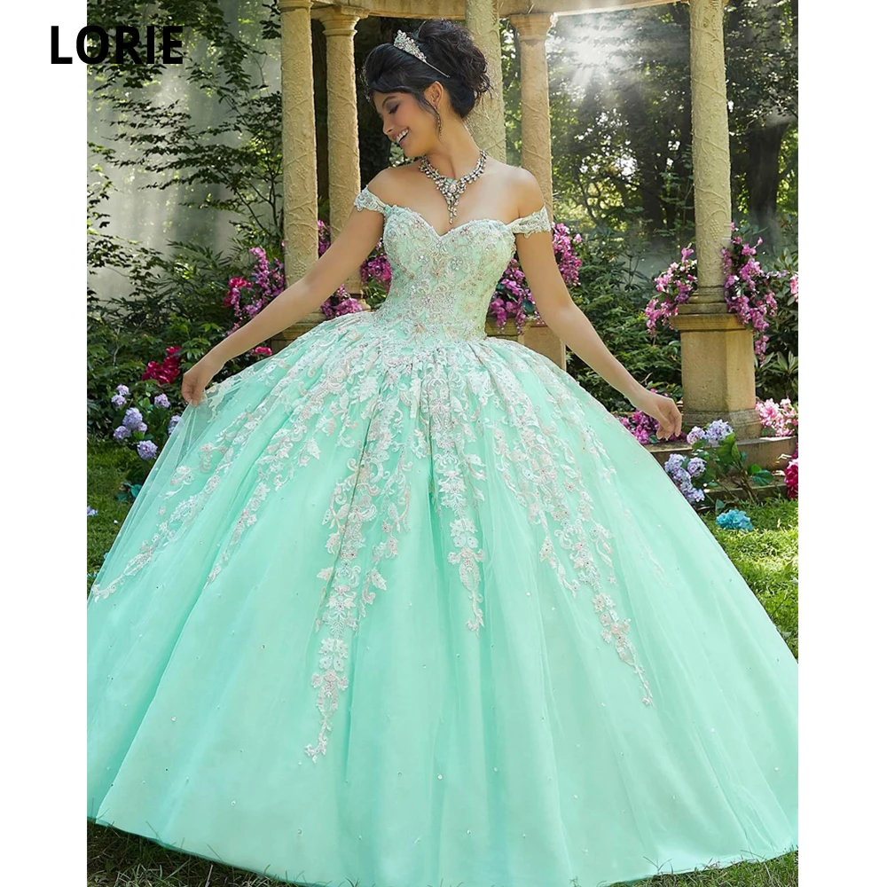 

LORIE Tulle Ball Gown Quinceanera Dresses Sweetheart Appliques Short Sleeves Vestidos De 15 Quinceañera Princess Party Dresses