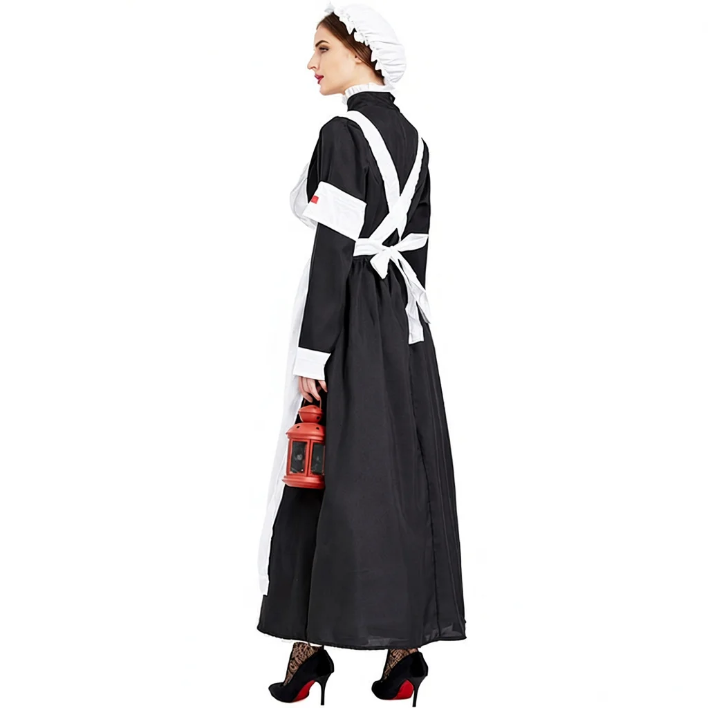 Victorian Era Women's Nurse Uniform Historical War Time Uniform Halloween Costume Adult Size Nursing Outfit Stage Performance view 4
