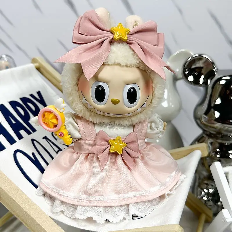 

For Labubu Heart-fluttering Macaron Labubu dress, halter dress, keychain, sit, party, campus clothing