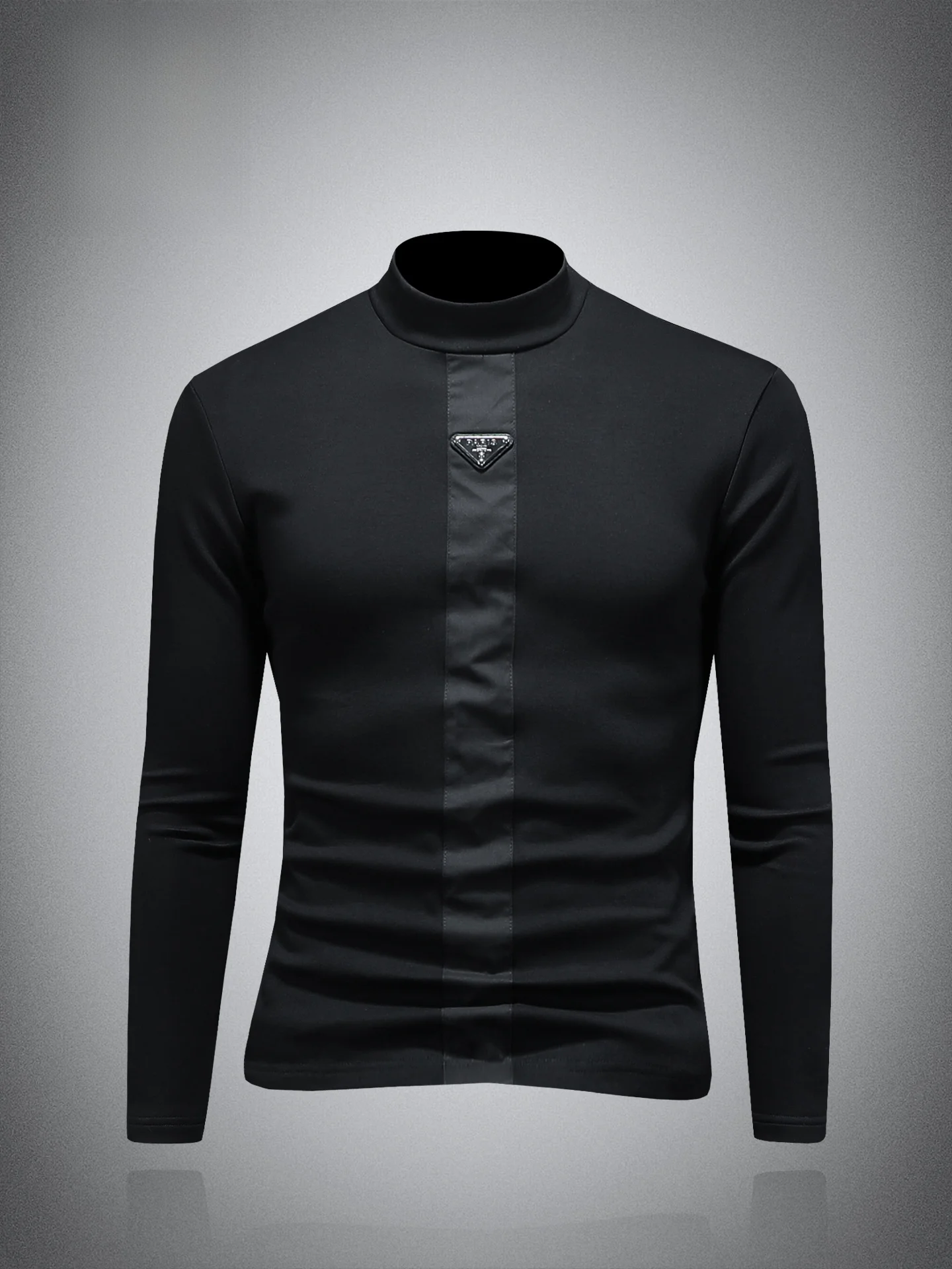 

Men's Slim Fit Long Sve T-irt f High Collar Thin Fce Base Layer irt mid Collar Feel Inner Wear