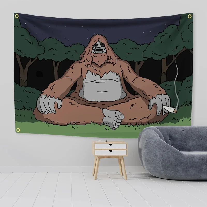 VIKAMA 2026 New Arrival Playful Bigfoot Tapestry | Fun Animal-Themed Wall Decor | Dorm, Living Room, Bedroom Aesthetic Accent