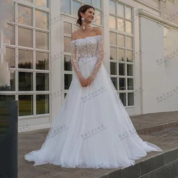 Vestidos De Novia Vintage, Vestidos De Novia clásicos, Apliques De encaje con hombros descubiertos, Vestidos formales elegantes para fiesta, Vestidos De Novia personalizados