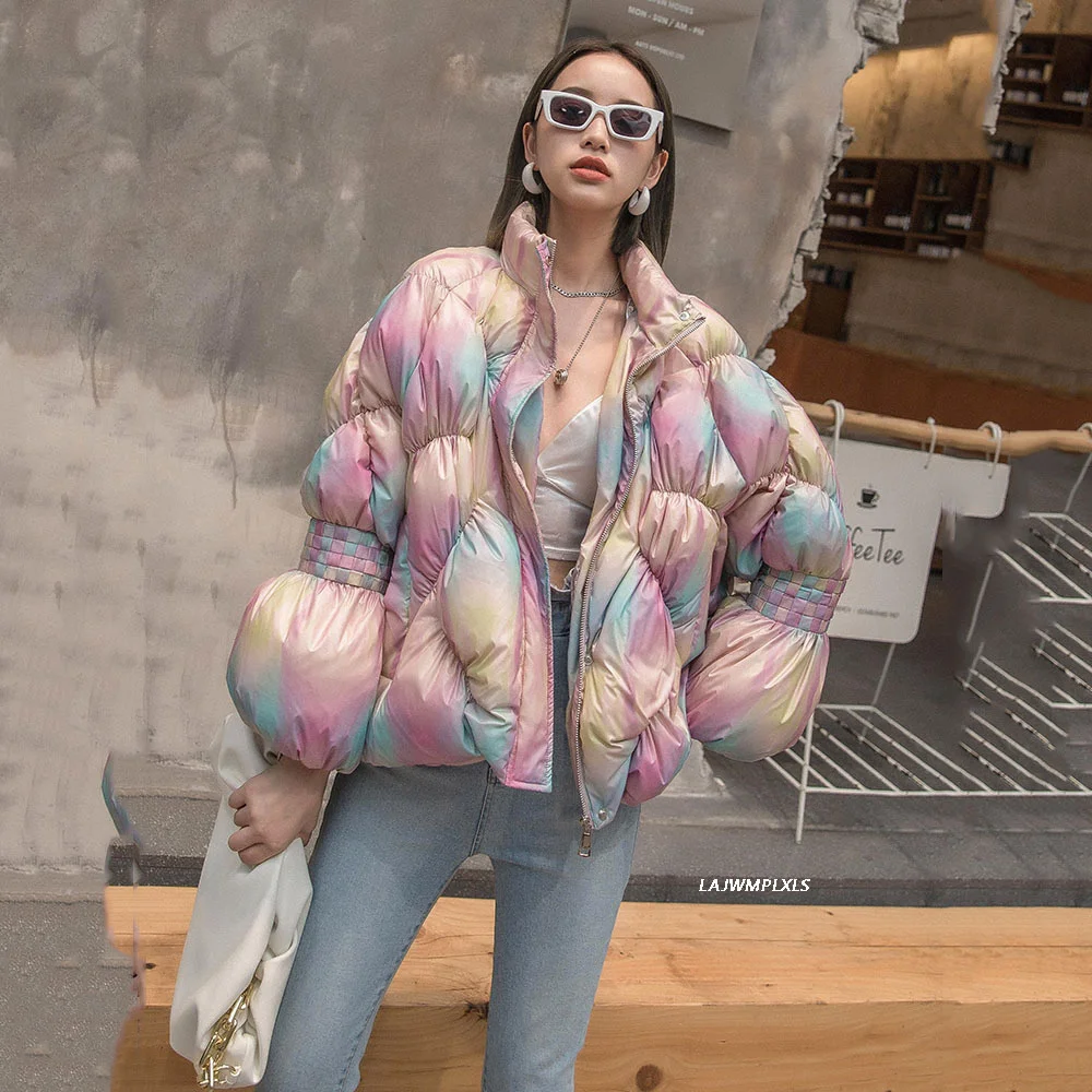 quality High 2023 New 90% White Duck Down Coat Stand collar Short Feather Jacket Pink Lady Winter Warm Puffer Thick Outerwear