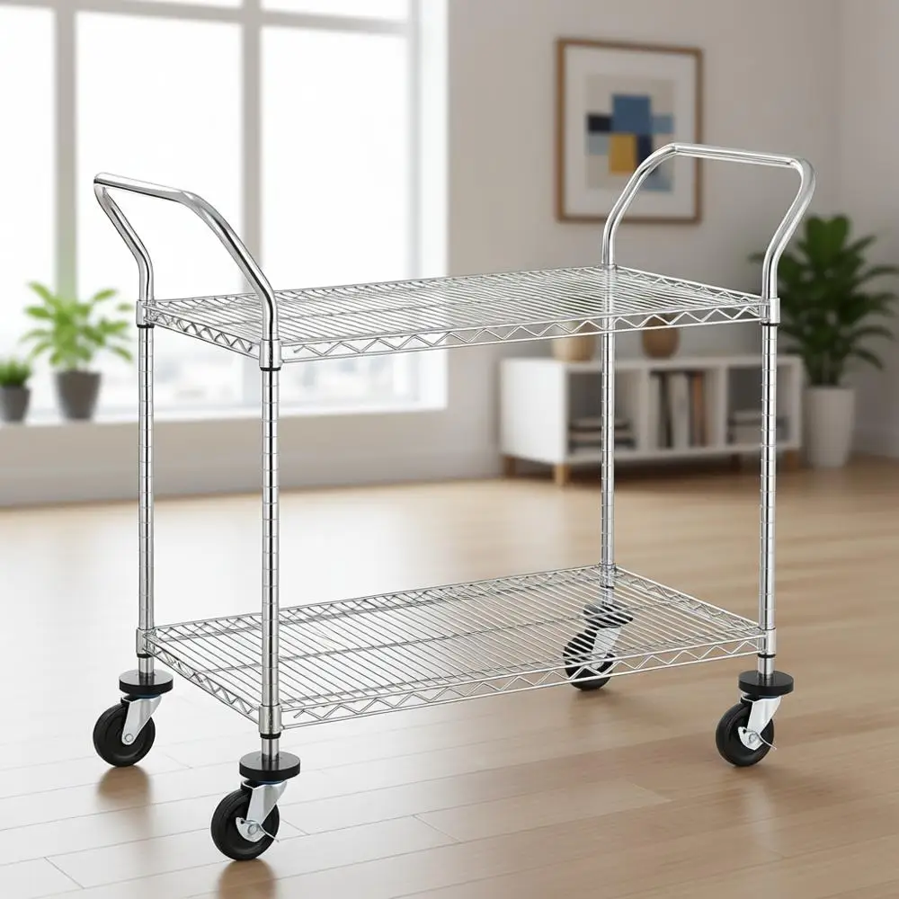 

Heavy-Duty 2-Tier Rolling Utility Cart with 500 lbs Capacity, 20 Deep x 36 Wide Shelves