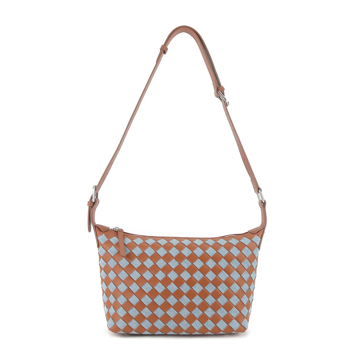 FIRMRANCH 2026 New Special Canvas And Cowhide Patchwork Color-Blocking Woven Design Trend Women's Single Shoulder Crossbody Bag view 5