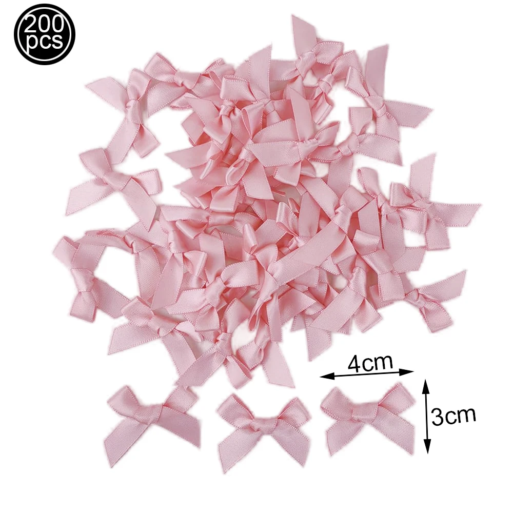 10/200pcs Mini Satin Ribbon Bows Flowers DIY Appliques Crafts Gift Packaging Bow Hair Clip Bouquet Wedding Birthday Decorations