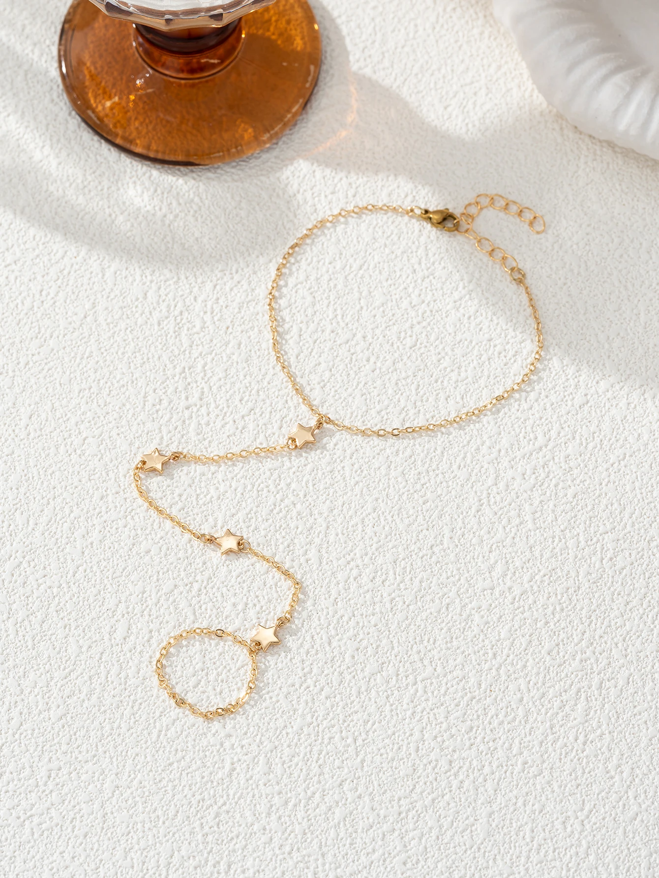 Minimally stylish mini star pendant integrated ring bracelet dance music festival jewelry #3