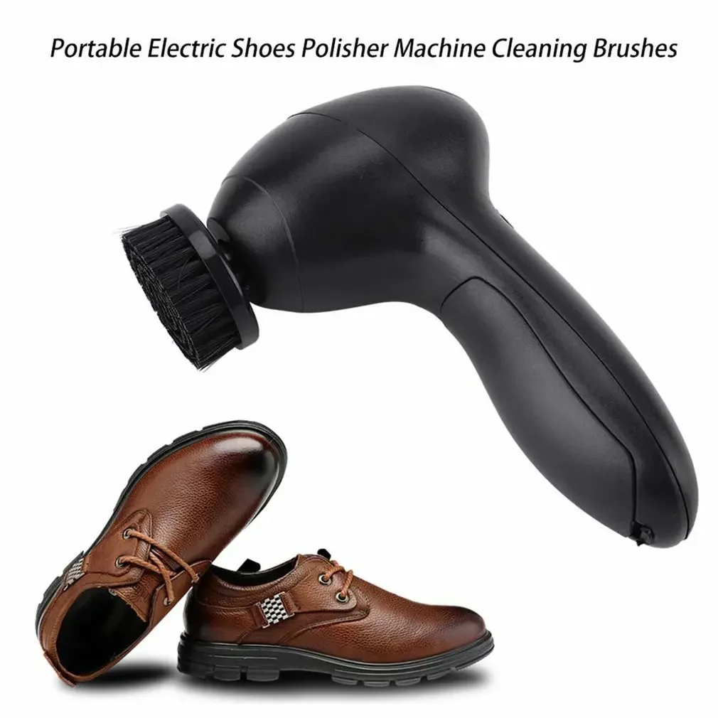 Portable Electric Shoe Brush Polisher w/ 4 Changeable Brushes - 2*AA Batteries, Automatic, for Shoe Shine - Zapatos Lavadora