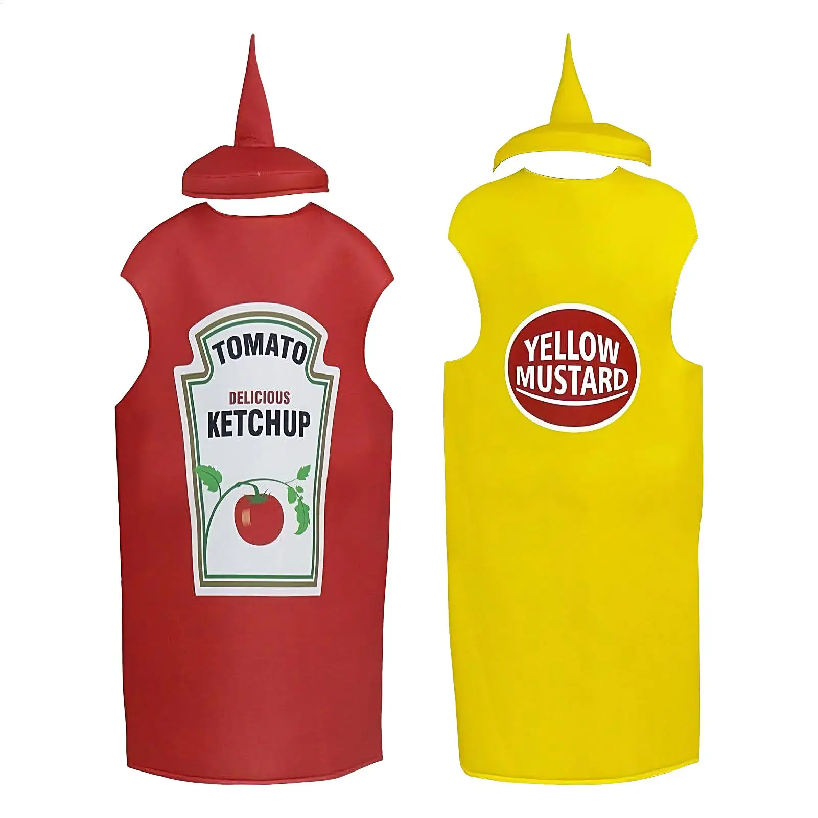 Nuevo Disfraz de Tomate Rojo Delicioso para Adultos, Niños y Niñas, Divertido Disfraz de Mostaza Amarilla para Halloween, Cosplay y Fiestas