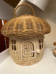 Fashion Rattan Mushroom Basket Bag Designer Wicker Woven Women Handbags Lovely Summer Beach Straw Bags Bali Holiday Box Purses