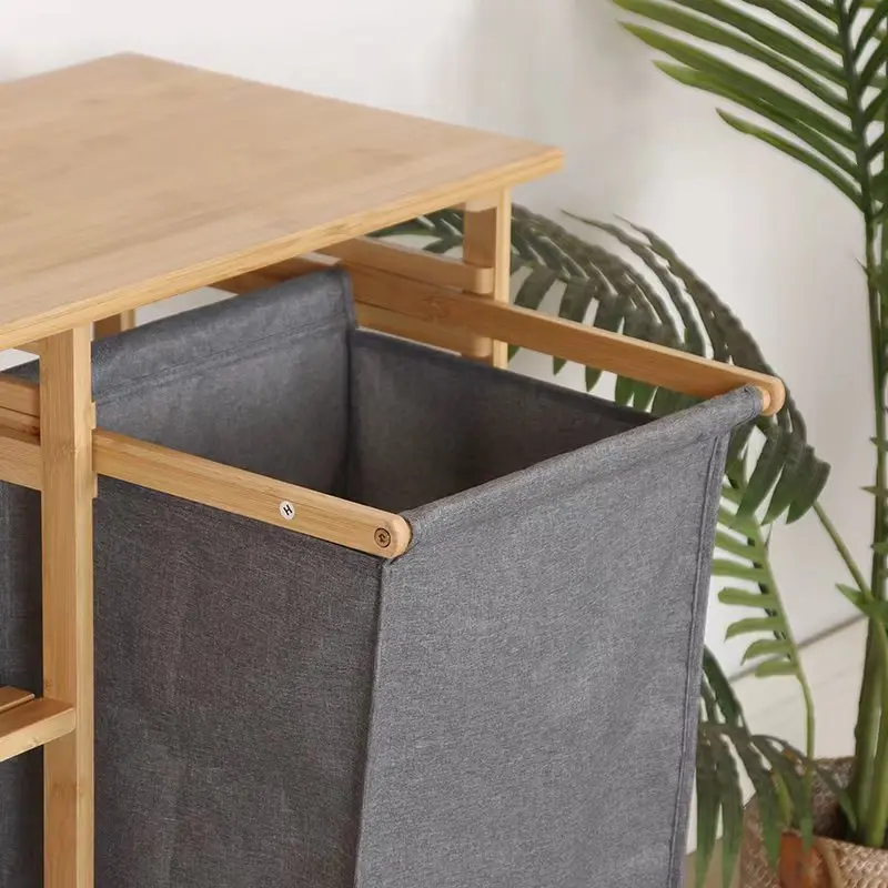 

Bamboo Corner Storage Shelf Multi-Tier Floor Standing Basin Rack Space Saving Clothing Organizer Multifunctional Bathroom Rack