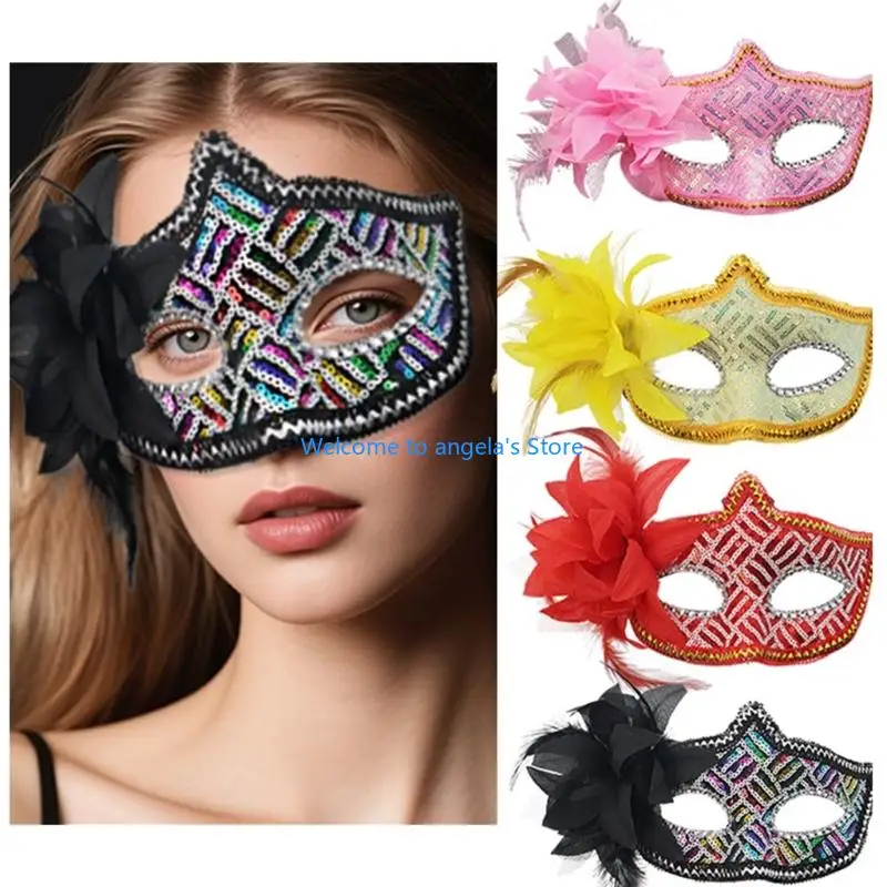 

X4YC Sparkly Half Face Mask With Adjustable Strap For Theater Performances Accessory Parties Costume Event