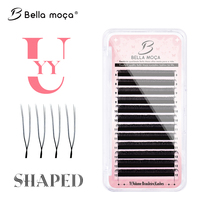Bella moça U Shaped YY Eyelash Extension Double Layer U YY Lashes Super Soft Parallel Premade Fan Lashes C/D/M Curl Makeup Tools