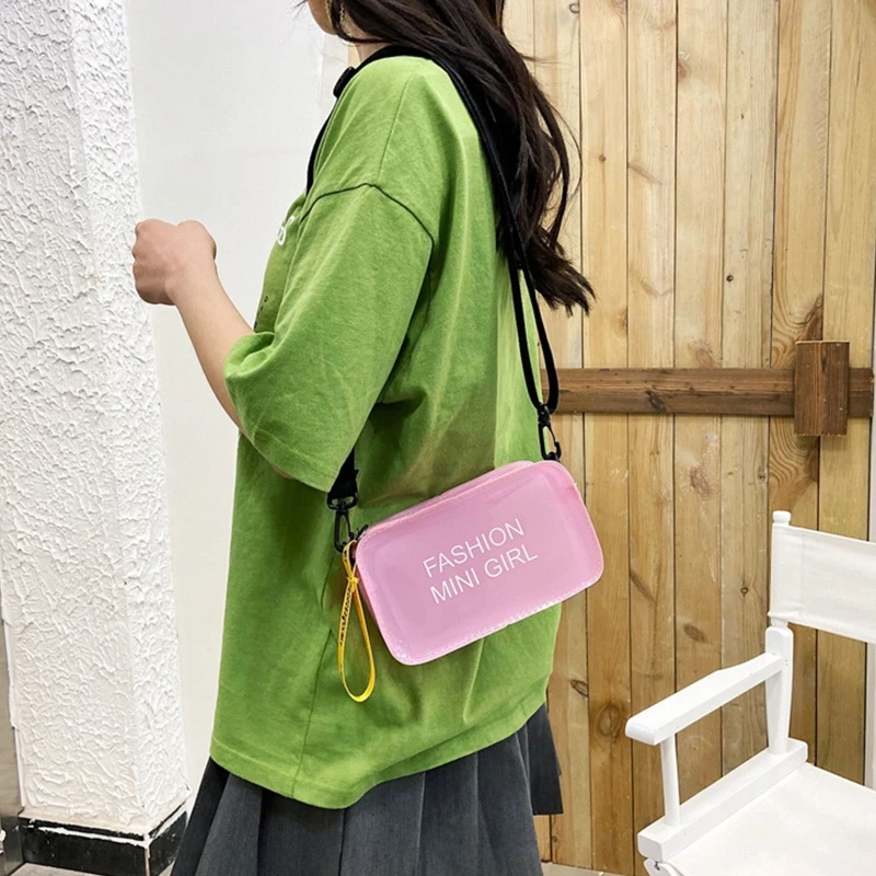 Bolso bandolera transparente para mujer, minibolso hombro con letras Color