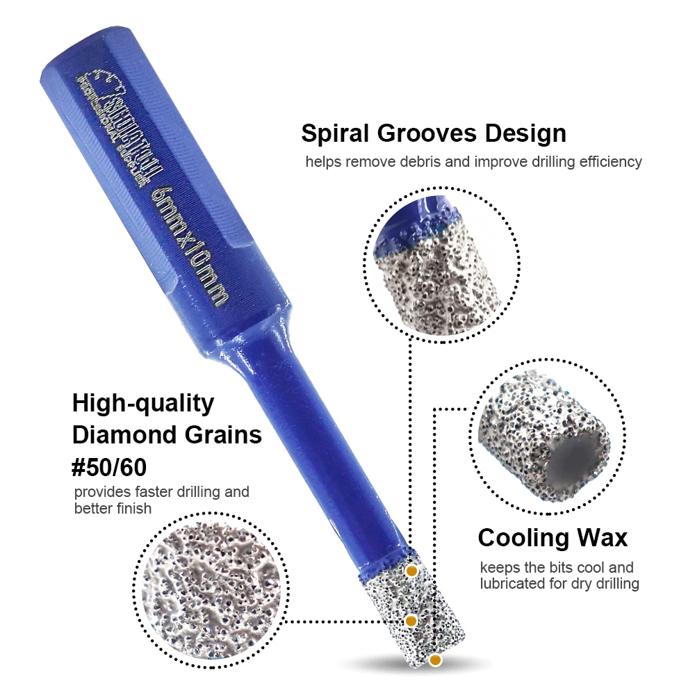 Imagem -06 - Shdiatool-kit de Brocas de Diamante com Caixa de Alumínio Triângulo Shank Hand Tool Perfuração de Cerâmica Granito 665 mm 11 Pcs Set