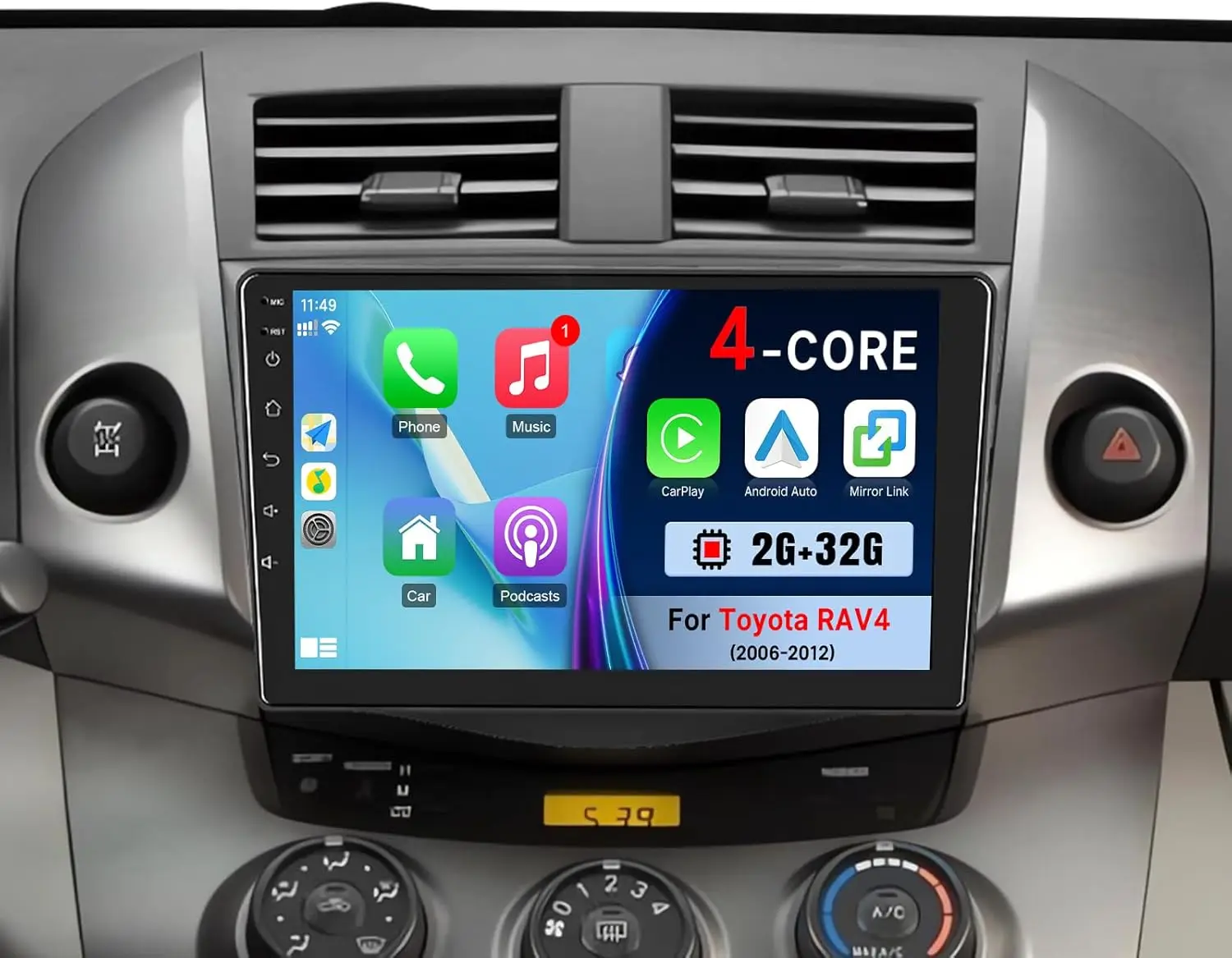 

9-дюймовый IPS сенсорный экран для Toyota RAV4 с GPS, Wi-Fi, Bluetooth, управлением на руле, микрофоном для Toyota RAV4 2006-2012 (версия без J.B.L.)
