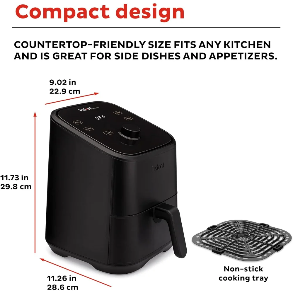 2QT Mini Air Fryer,Small Air fryer that Crisps,Reheats,Bakes,Roasts for Quick Easy Meals, Includes over 100 In-App Recipes