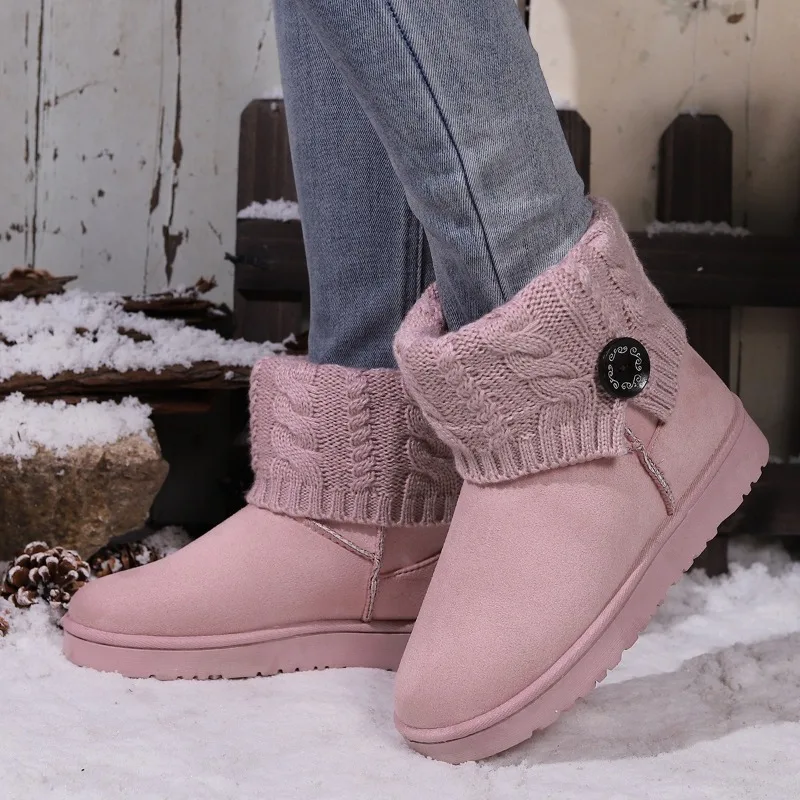 Height Increasing Cute Pink Women's Snow Boots Splicing Comfortable and Elegant Designer Luxury On Promotion Boot Ladies Shoes