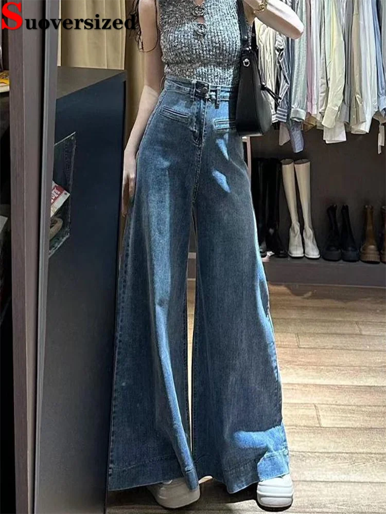 

Korea High Waist Baggy Wide Leg Jeans Casual Loose Fashion Cowboy Trousers Vintage Vaqueros Women Streetwear New Denim Pants