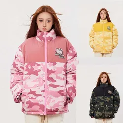 Sanrioed Hello Kitty Clothes New Amercian Style Loose Autumn Winter Cotton Padded Jackets Women Camouflage Trendy Coat Couple