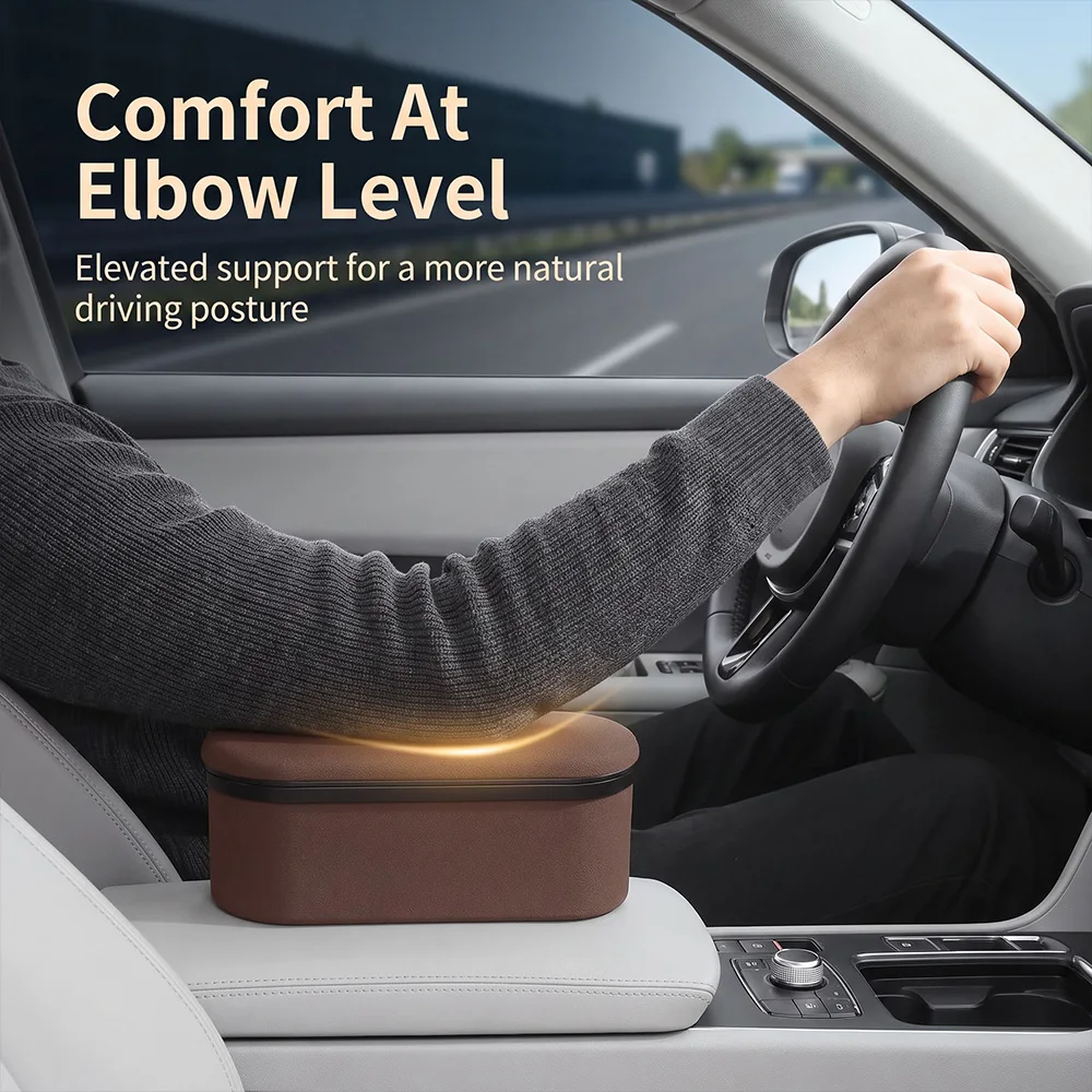 Universal Elbow Elbow Car Door Armrest Support Pad Car PU Leather Organizer Box Heightening Seat Extension Interior Accessories