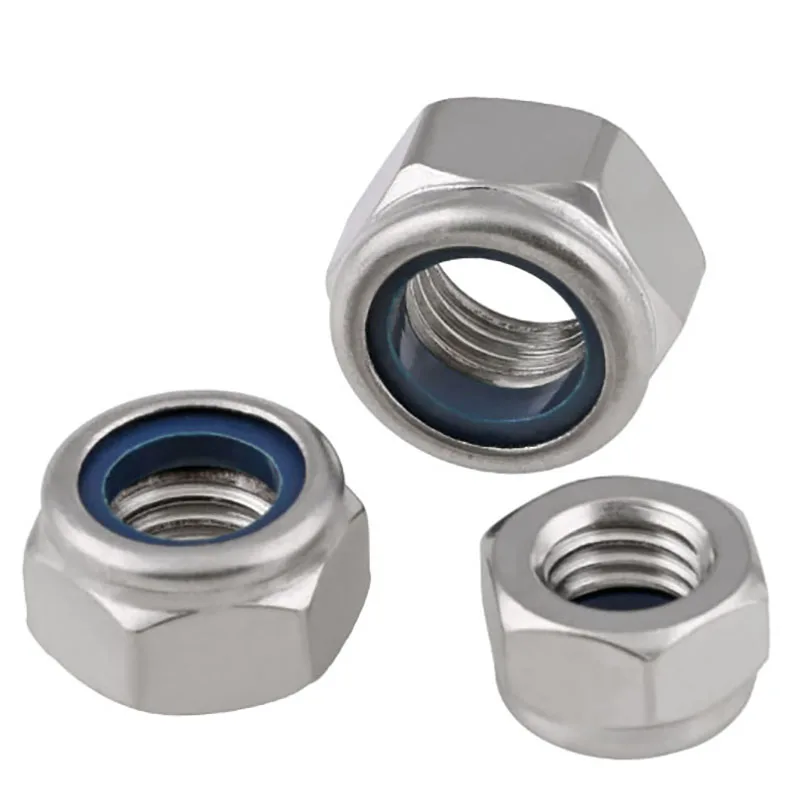 M2 -M10 M12 M14 M16 M18 M20 M22 M24 304 Stainless Steel Nylon-Insert Locknuts Self-locking Hex Nut  Locknut Slip Lock Nut image 3
