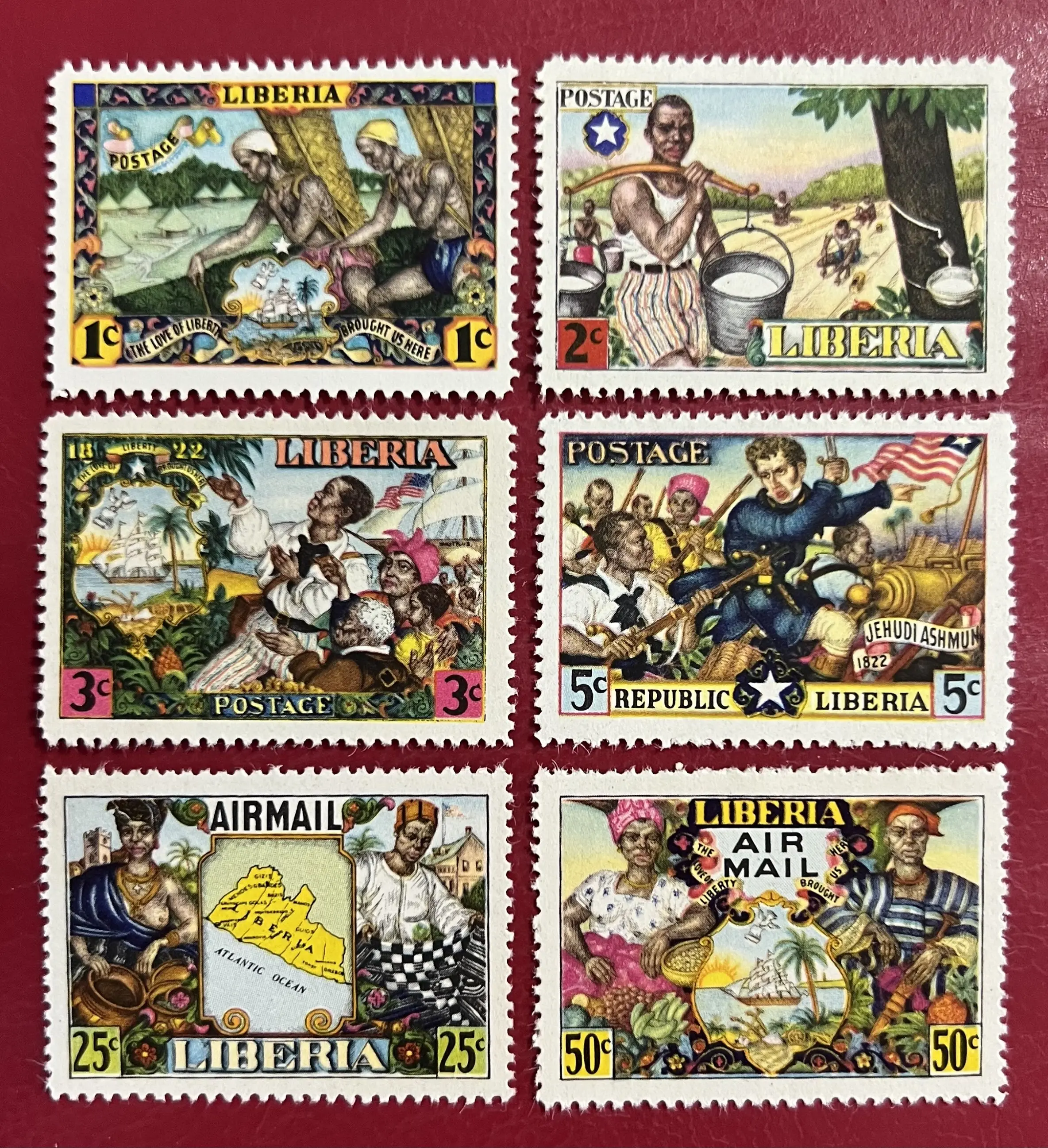 Liberia Post Stamps Postage Y1949 Aboriginal Map National Flag 1 Set 6 New Collectible Postage Stamps Material For Scrapbooking