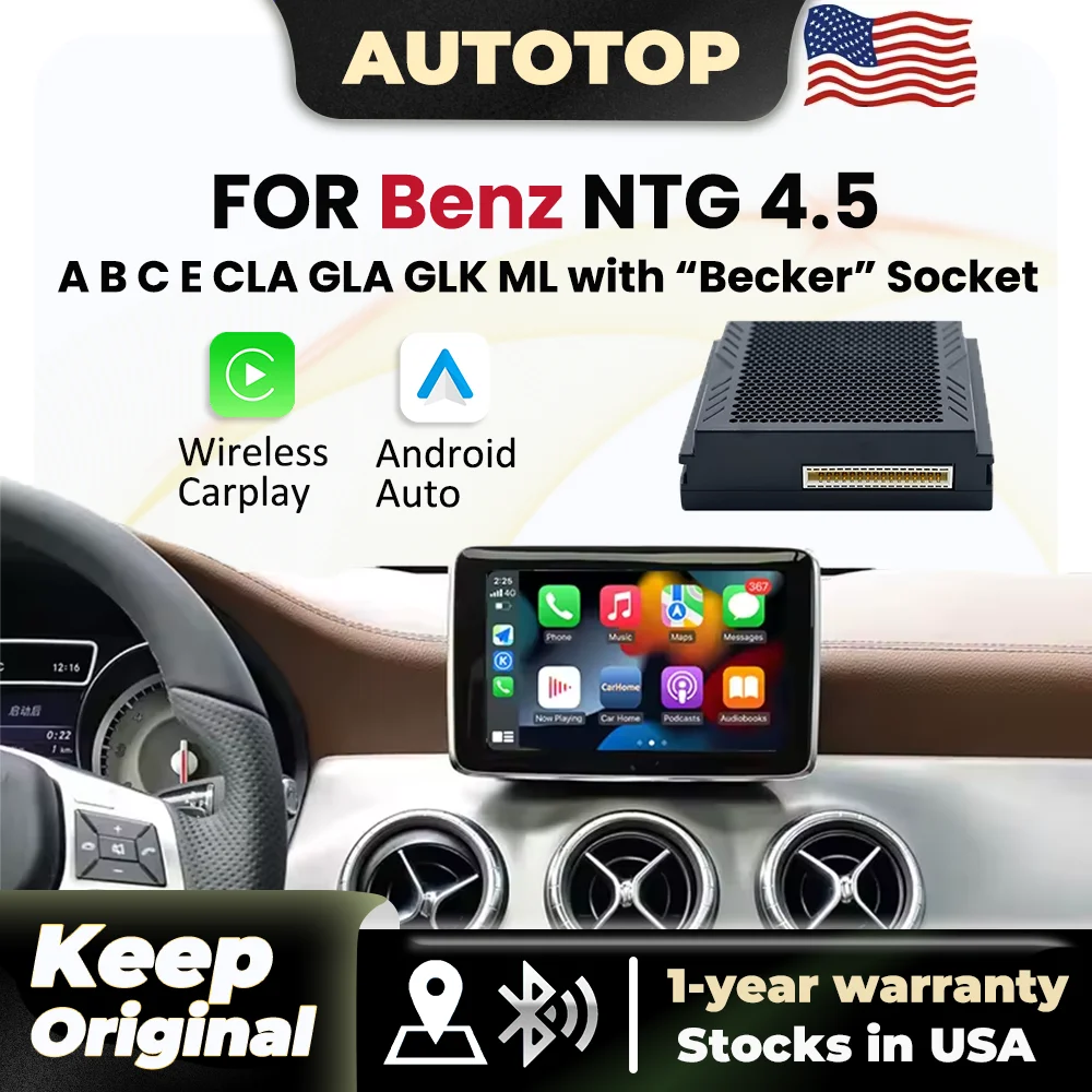 Wireless CarPlay Android Auto Interface Adapter Becker Module For A B C E GLA CLA GLC GLK W204 W176 W246 W212 W166 X204 NTG4.5 Mirror Link Airplay BT Navigation Decoder