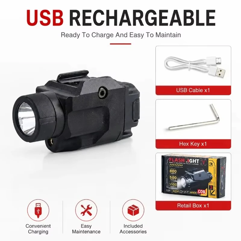 Durable Model Accessory 800LM Red Green Laser Metal Under‑barrel Light 20mm Mount Clamp