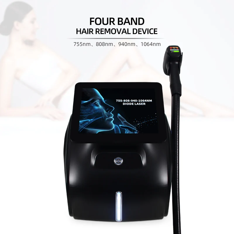 أحدث المهنية 4 موجة ماكرو قناة إزالة الشعر ديود إزالة الشعر بالليزر آلة التيتانيوم لإزالة الشعر بالليزر إزالة الشعر