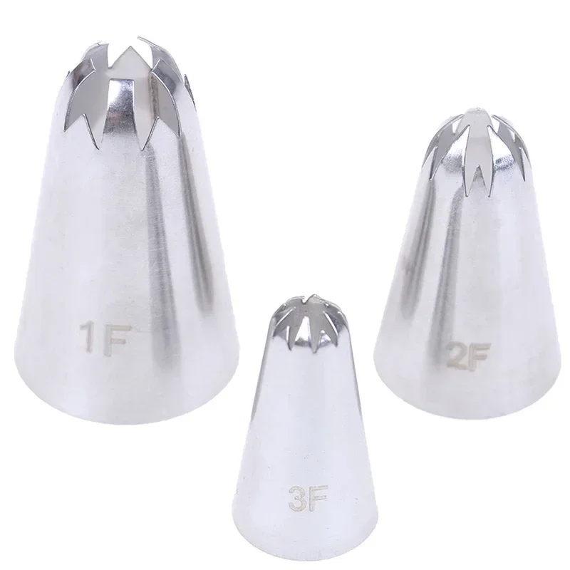 

3pcs/set Big Size Cream Cake Icing Piping Russian Nozzles Pastry Tips Stainless Steel Fondant Cake Decorating Tools Decoration