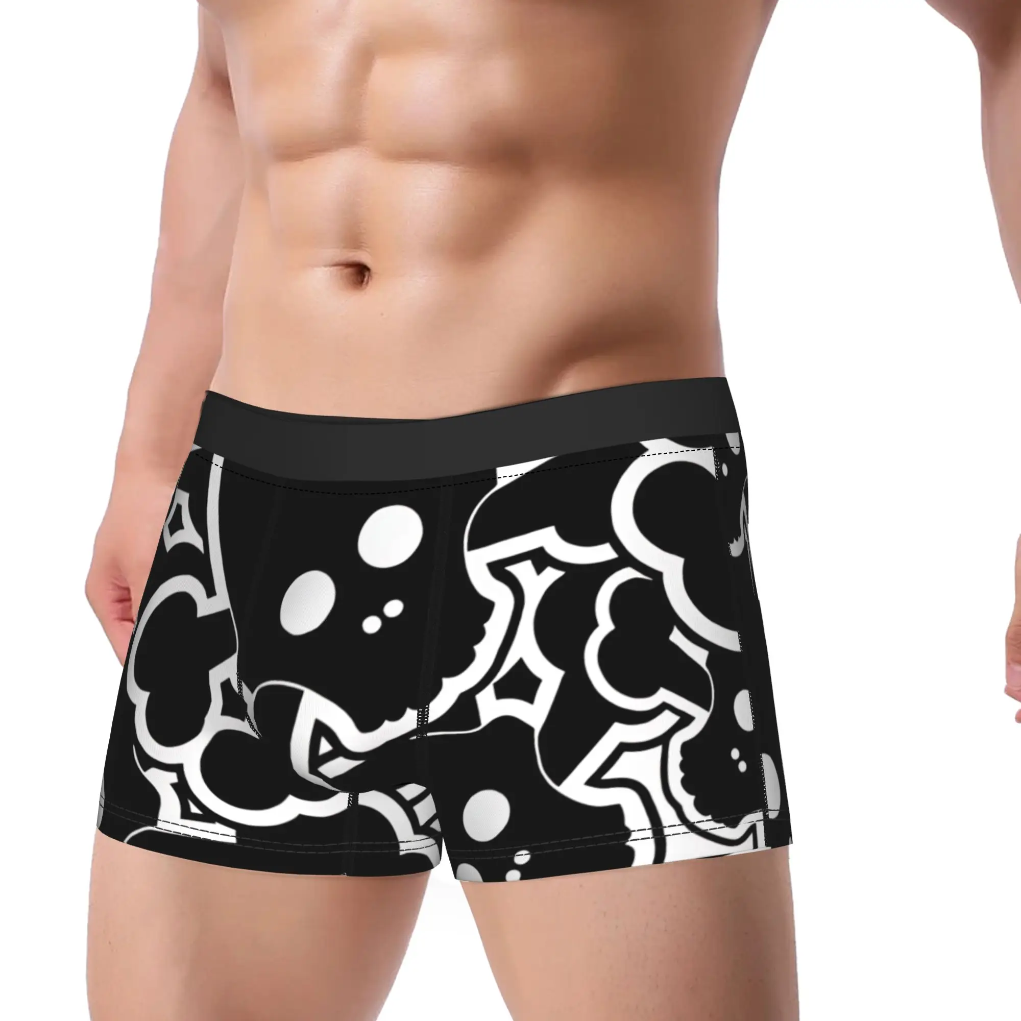 Graffiti Skull And Crossbone Seamless Pattern Underwear  Breathable Panties Pattern Shorts Briefs  Pouch Plus Size Boxershorts