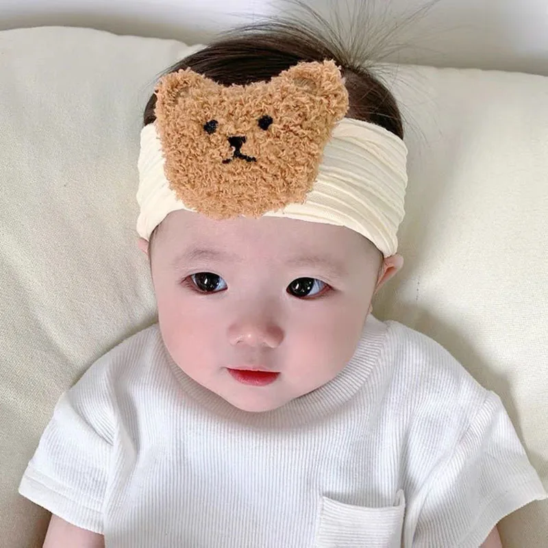 Korean Bear Baby Hairband Cute Cartoon Children Bandanas Headwear Newborn Elastic Wide Headband 0-3year Kids Hair Accessories