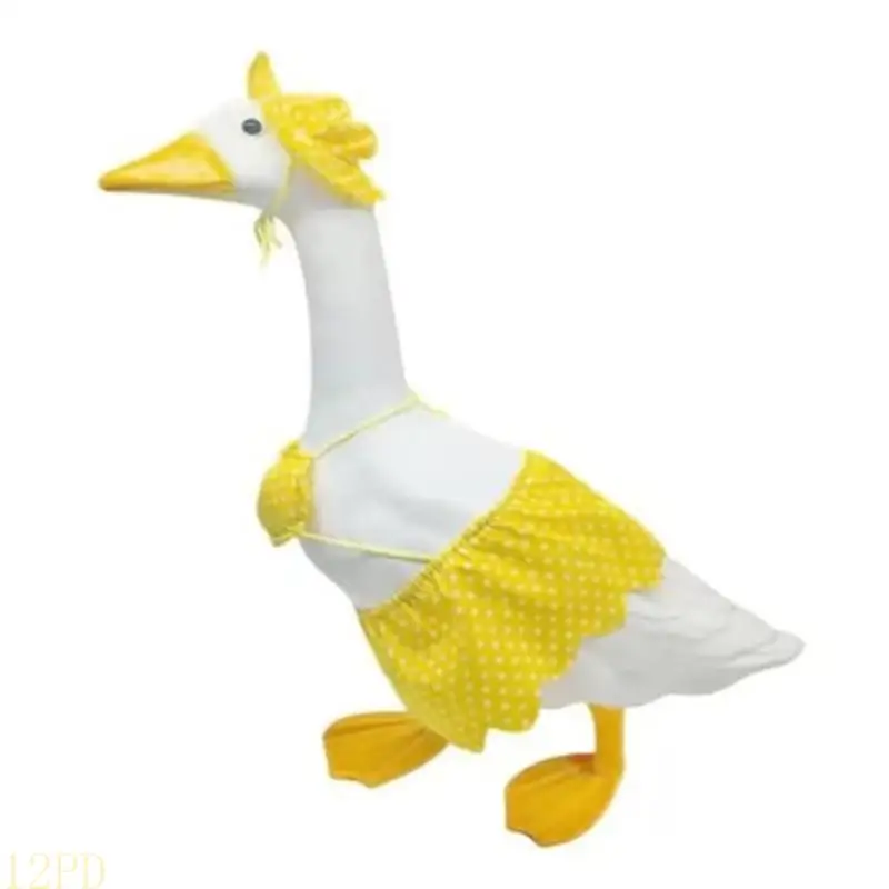 12PD Interchangeable Set of 5 Summer Costume Set For 17 Inch Lawn Geese Statues Yellow Sun Hat Outdoor Decors