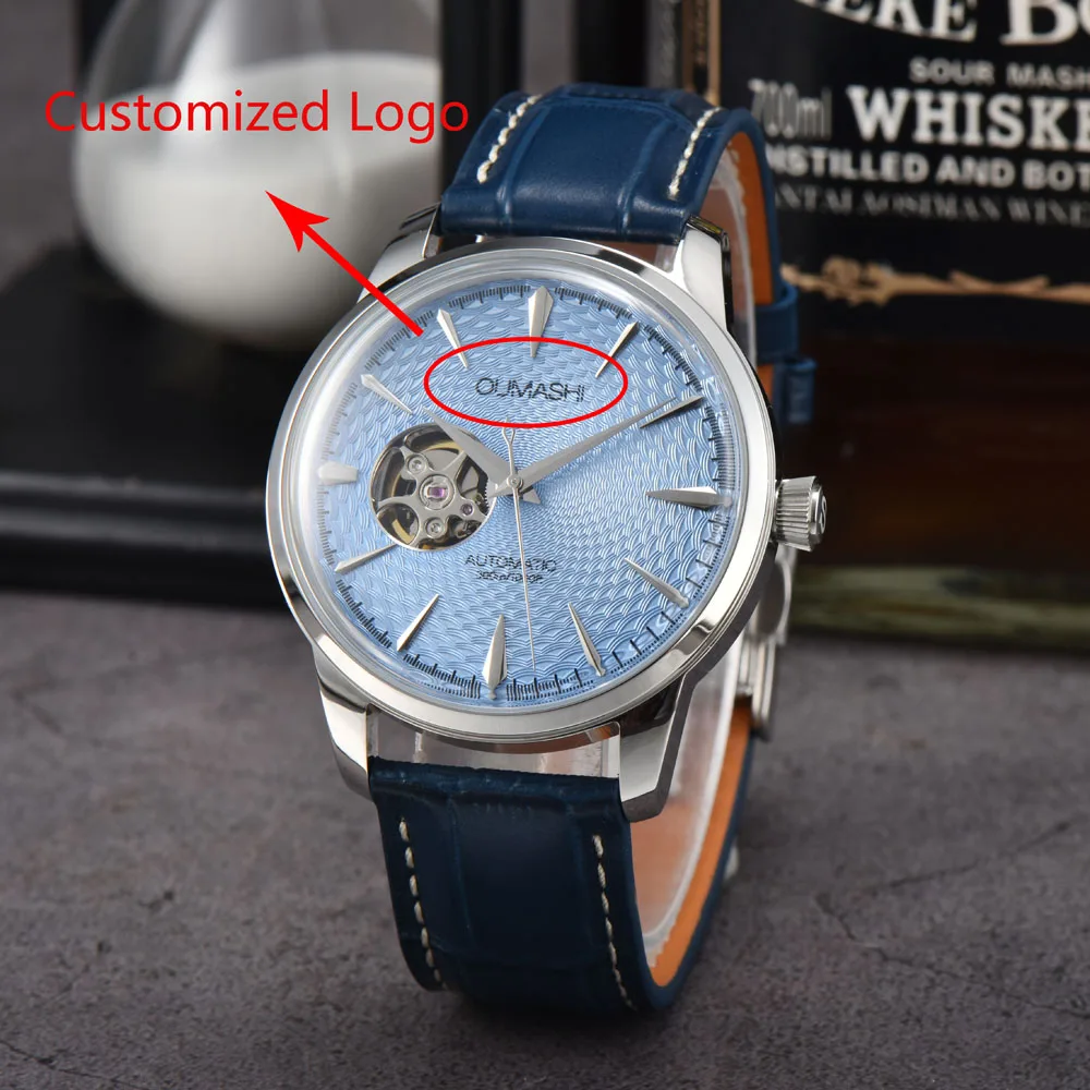 

40mm men's NH38 automatic watch PRESAGEE skeleton watch with Japanese NH38 automatic movement wristwatches can customized logo
