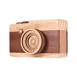 Wooden Music Box Camera Design Classical Melody Birthday Christmas Festival Musical Gifts Home Office Decoration Crafts