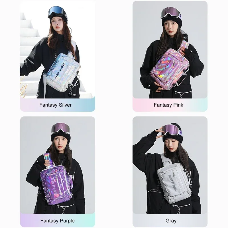 Unisex Snowboard Skateboard caschi da sci borsa portaoggetti zaino da sci borsa a tracolla sportiva da neve impermeabile multifunzionale