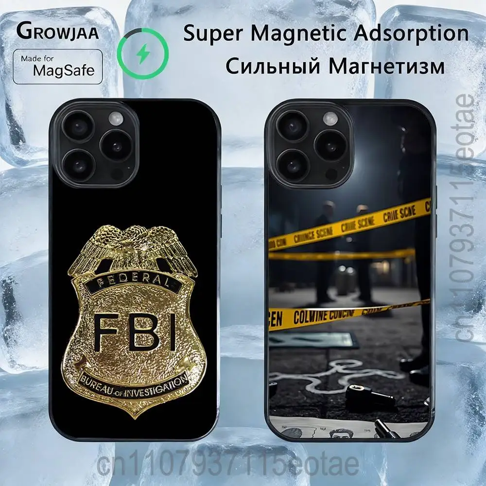 

Police FBI ID C-Card Magnetic Phone Case For IPhone 14 16 17 13 12 11 15 Pro Max Plus For Magsafe Wireless Charge Cover