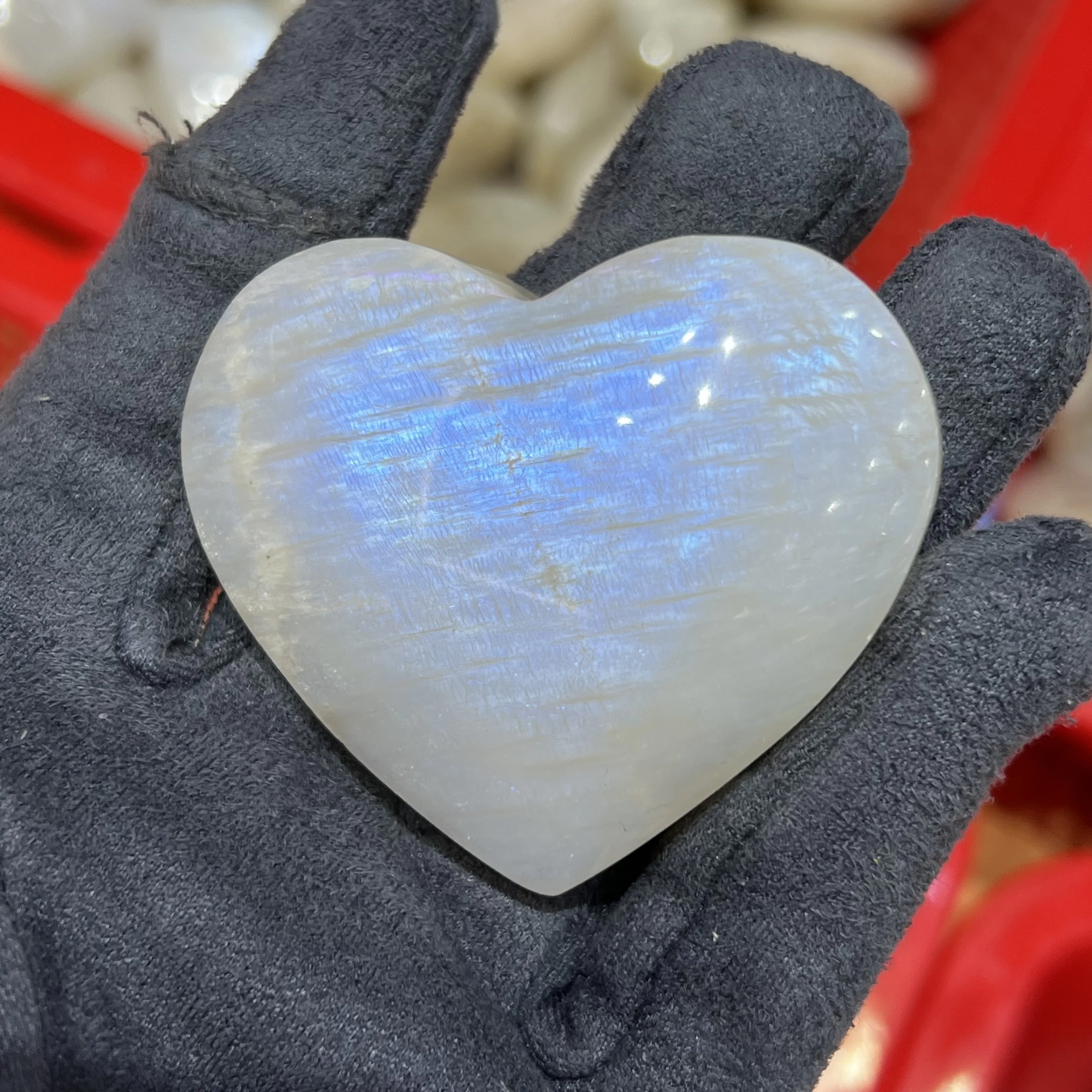 Natral Beautiful Moonstone Labradorite Hearts Crystal Chakra Healing Home Decoration