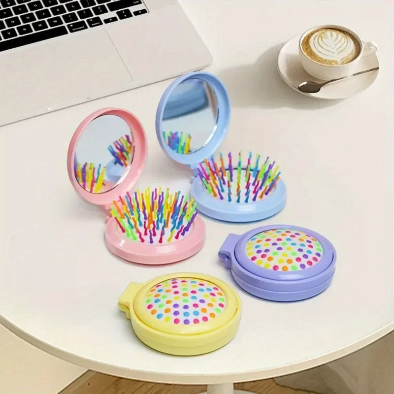 20 Pack Foldable Travel Mirrors Round Portable 2 in 1Mini Combs for Women Girl Compact and Small with Mirror for Hair Brushing