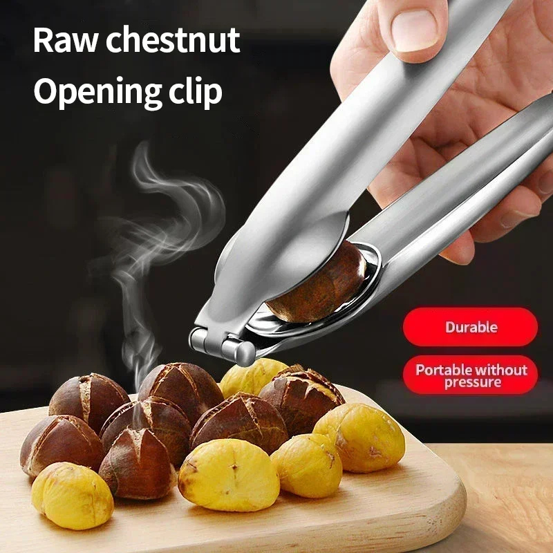 2in1 Chestnut Machine Kitchen Accessori Stainless Steel Chestnut Cracker Opener Sheath Cutter Metal Nuts Clip Walnut Pliers Tool image 4
