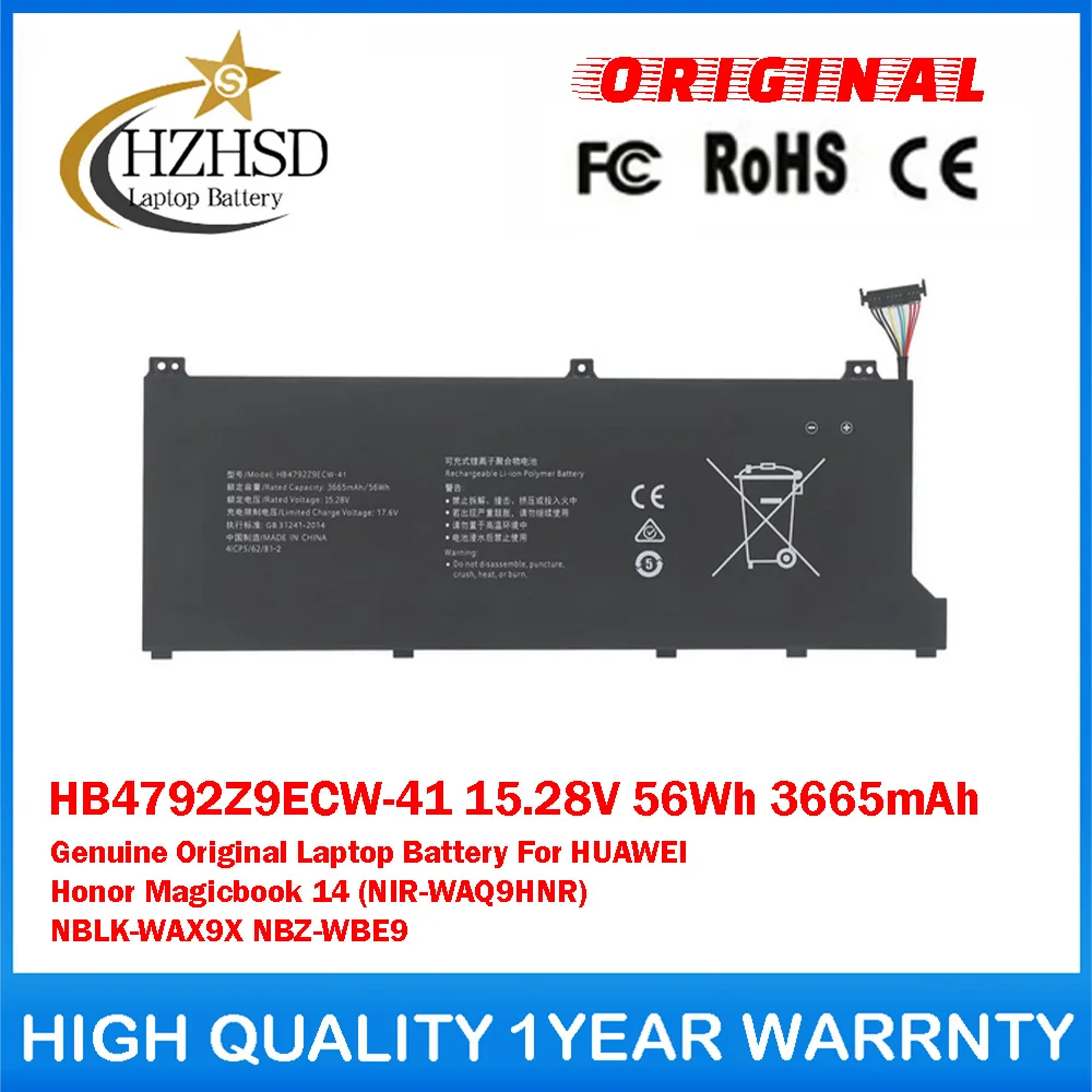HB4792Z9ECW-41 15.28V 56Wh 3665mAh Genuine Original Laptop Battery For HUAWEI Honor Magicbook 14 NIR-WAQ9HNR NBLK-WAX9X NBZ-WBE9
